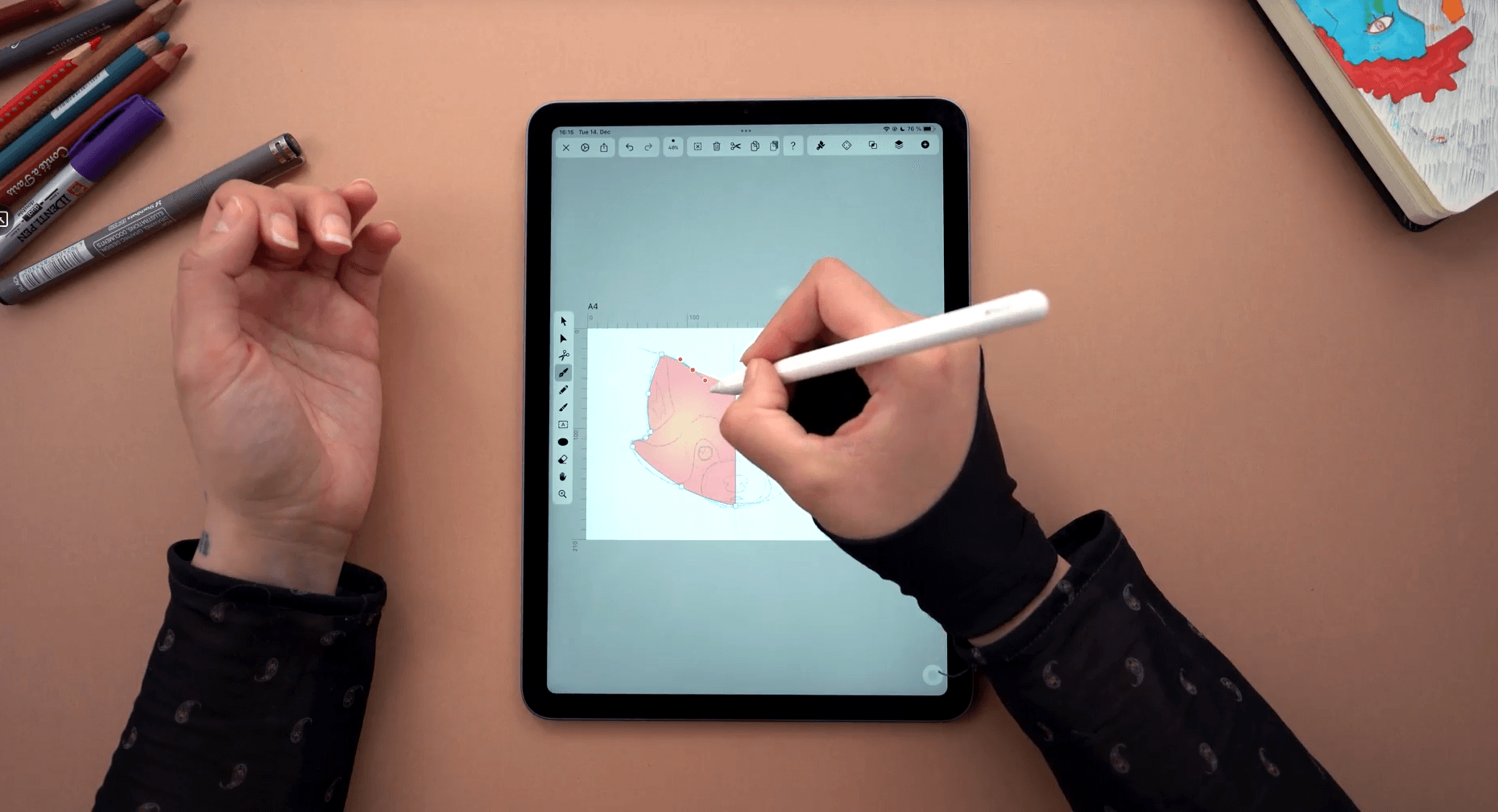 Drawing tutorial red panda using Vectornator