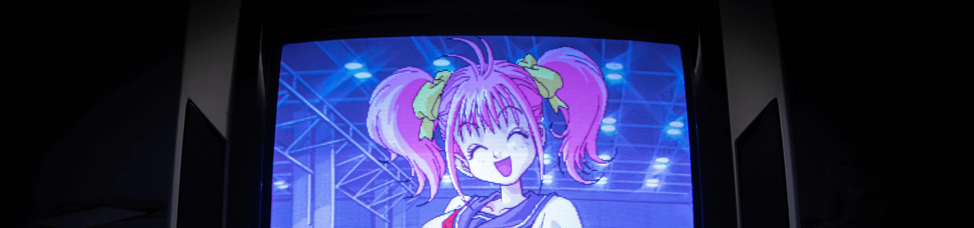 Girl anime character on a TV screen