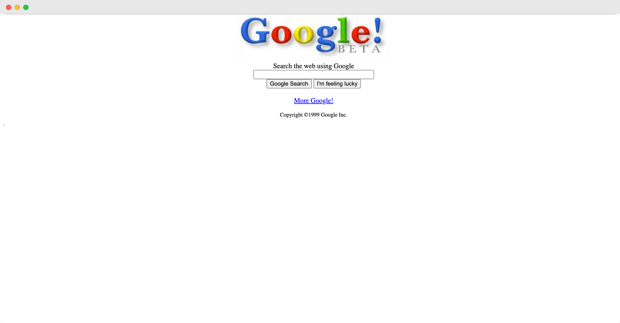 Google April 1999 via Wayback Machine Brutalist website