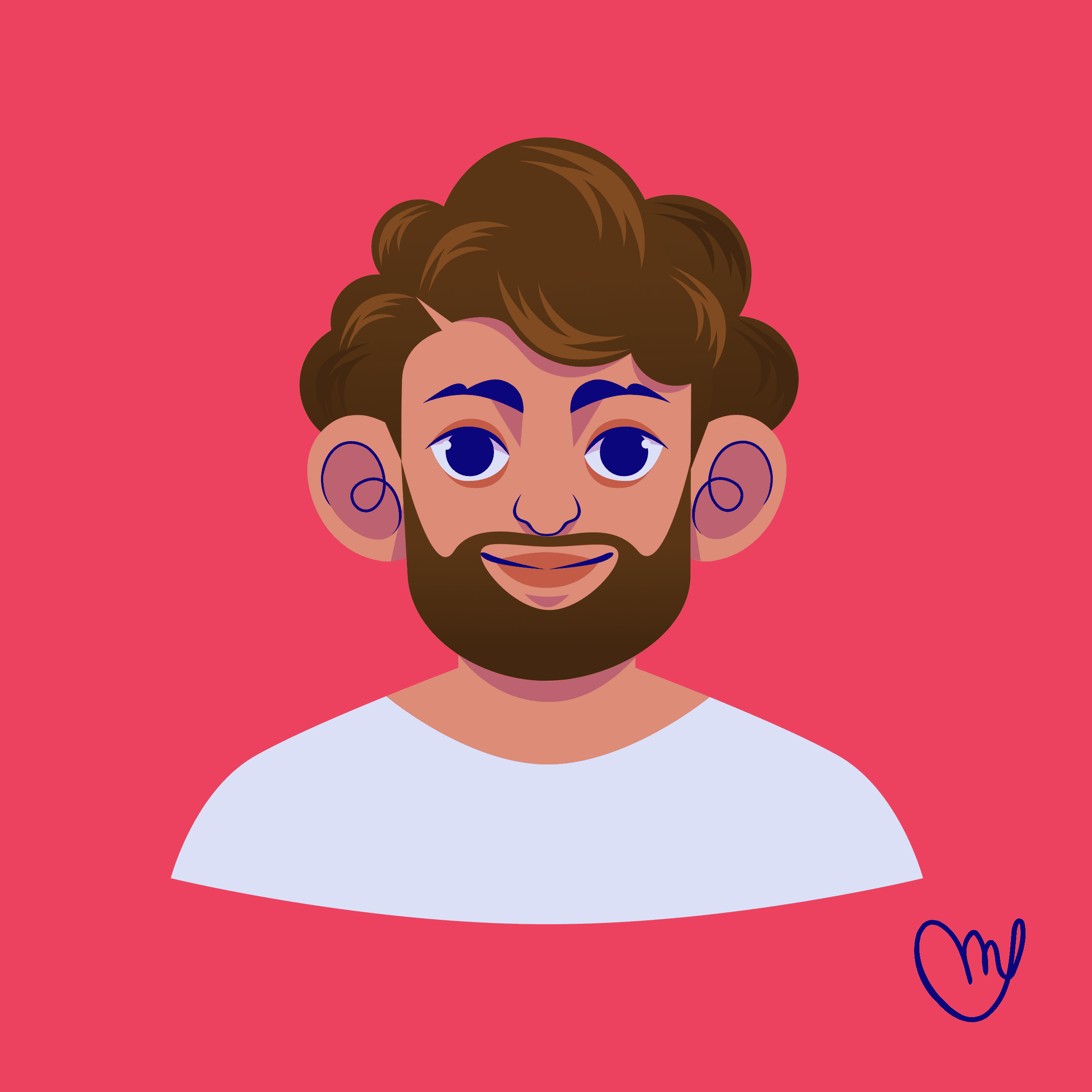 Vector male portrait with beard on a red background