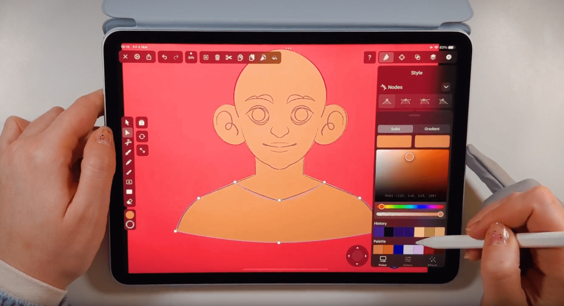 Vector portrait drawing on iPad