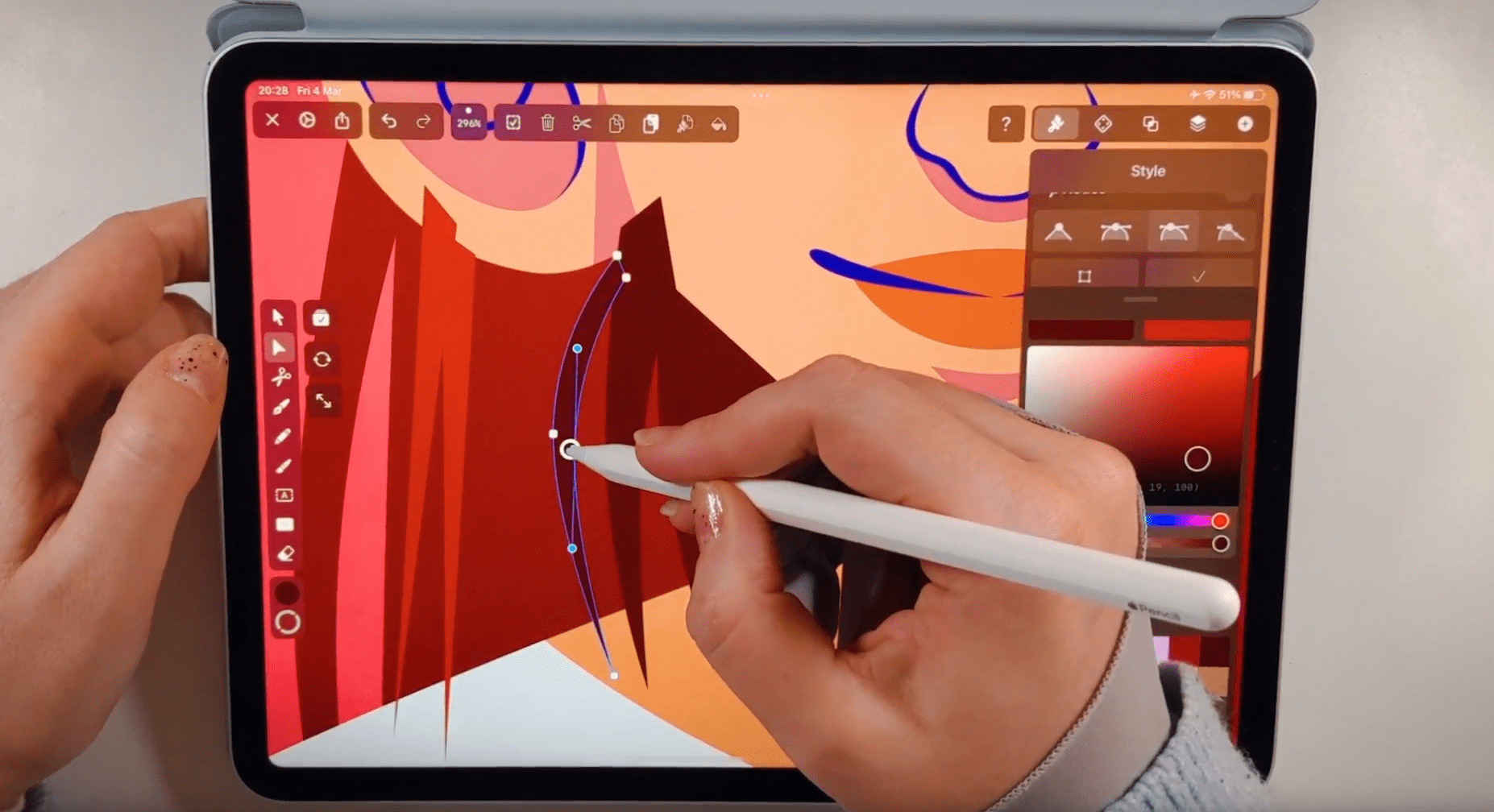 Vector portrait drawing on iPad