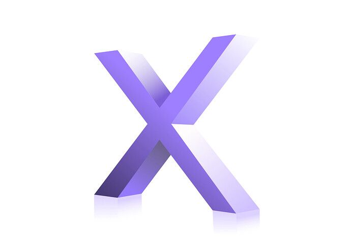 Purple X on a white background