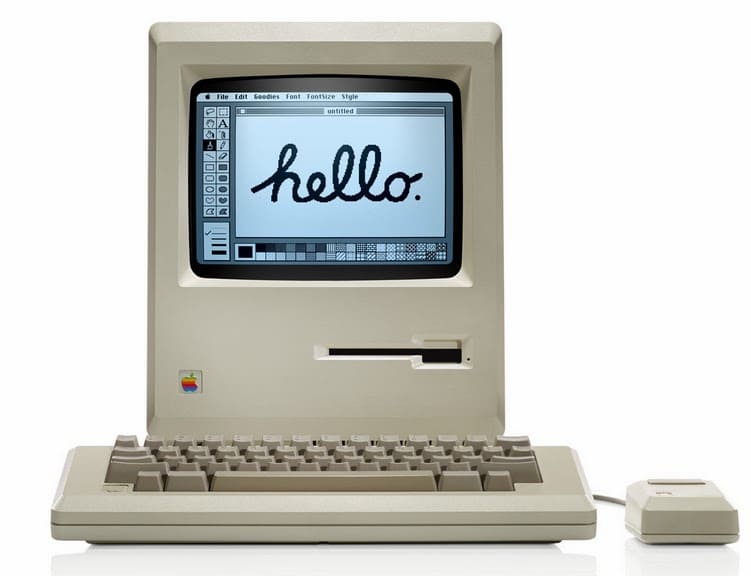 80s Apple PC with a white background