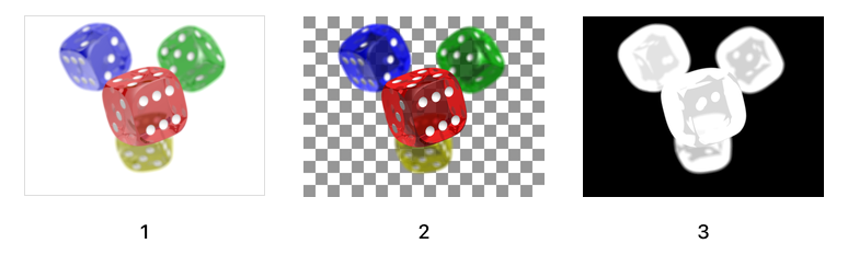 Three images of four dices 