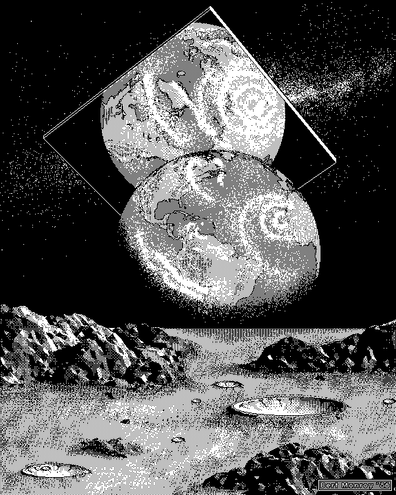 80s black and white pixel painting
