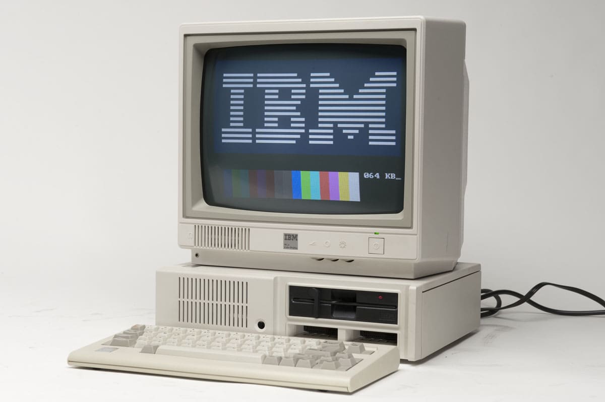 80s IBM PC on a white background 