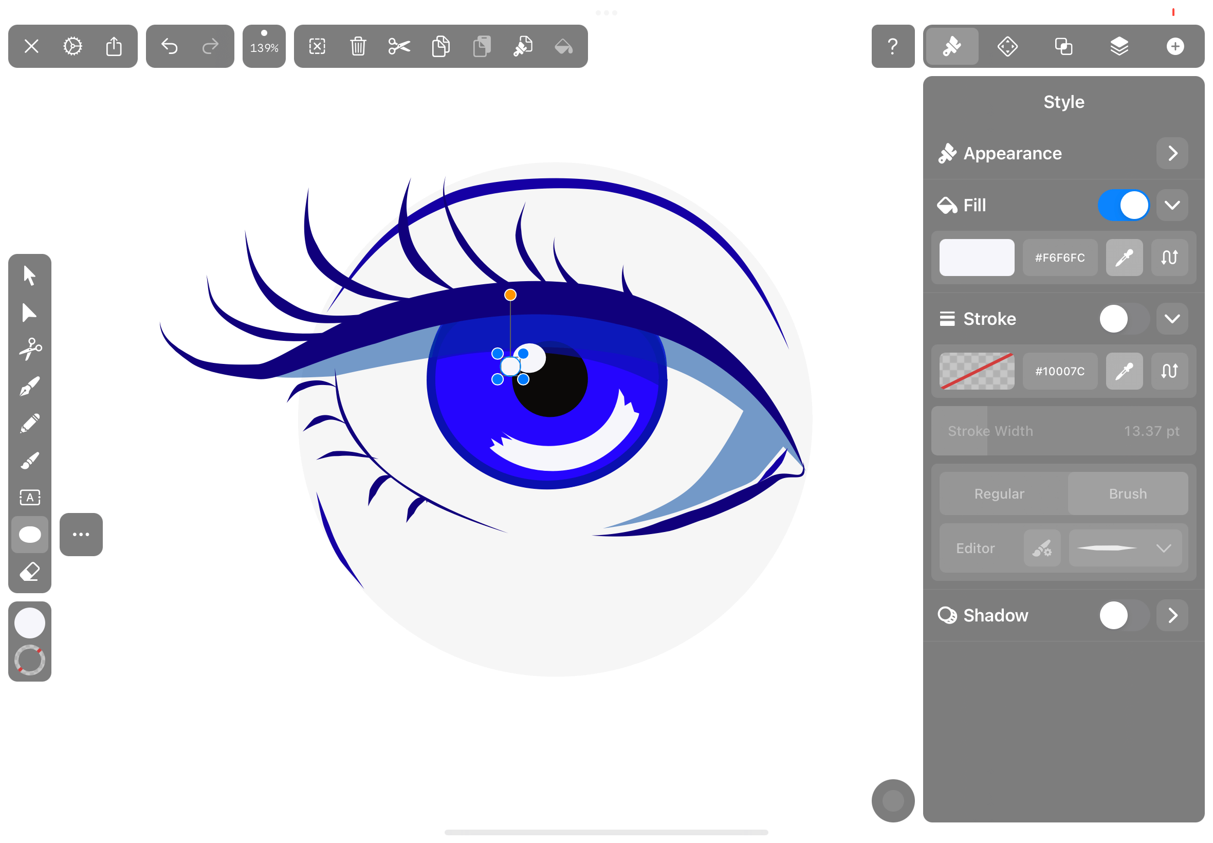 How to draw eyes on Vectornator