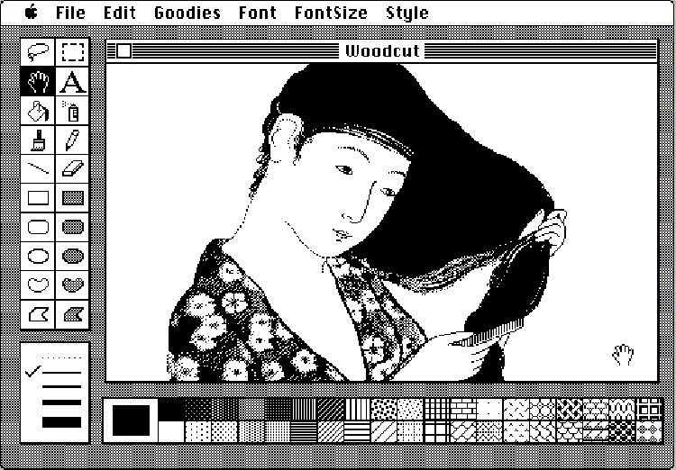 Raster image of a geisha combing her hair