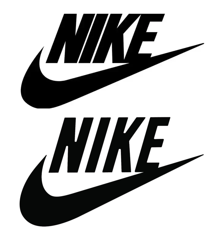 Nike logo in black and white