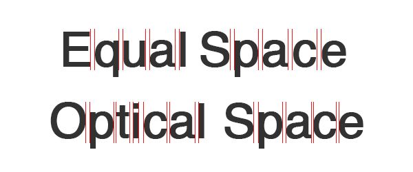 Equal space optical space written in black letters on white background