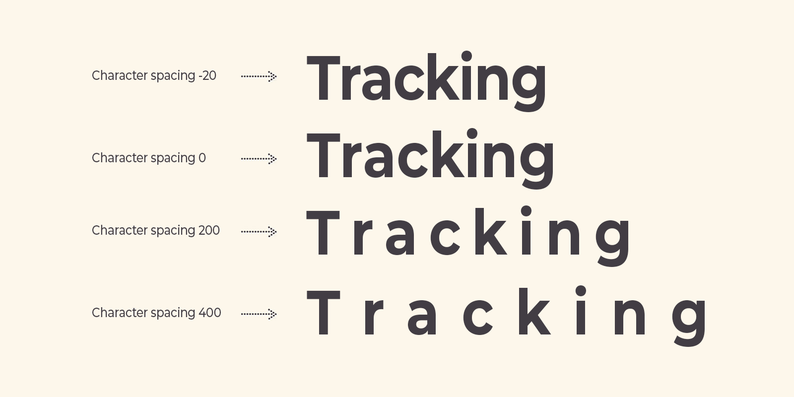 Tracking written with different spacing