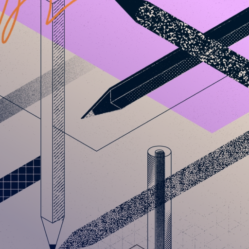 Drawn pencils on a grid background