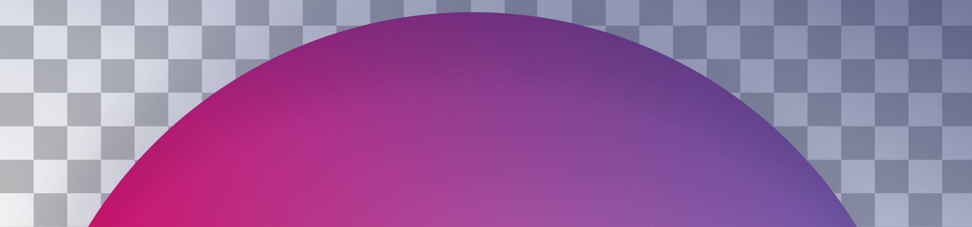 Half circle in pink and purple on a checkerboard background