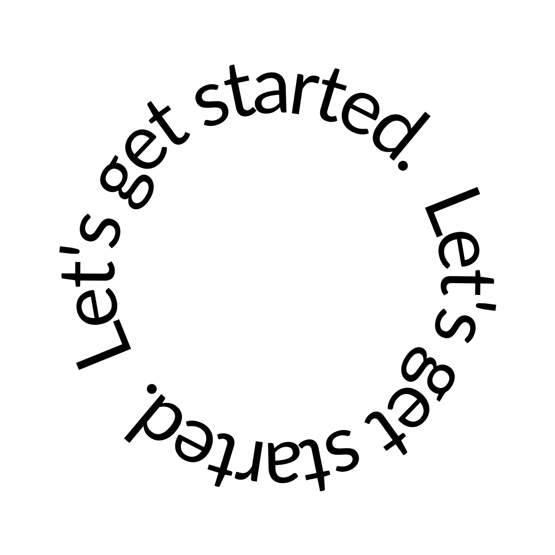 Circular arranged text on a white background