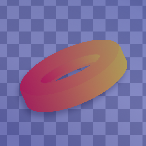 Donut-shaped orange-yellow rings on a checkered background