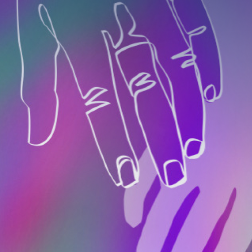 Illustration of two hands touching on a multi-colored background