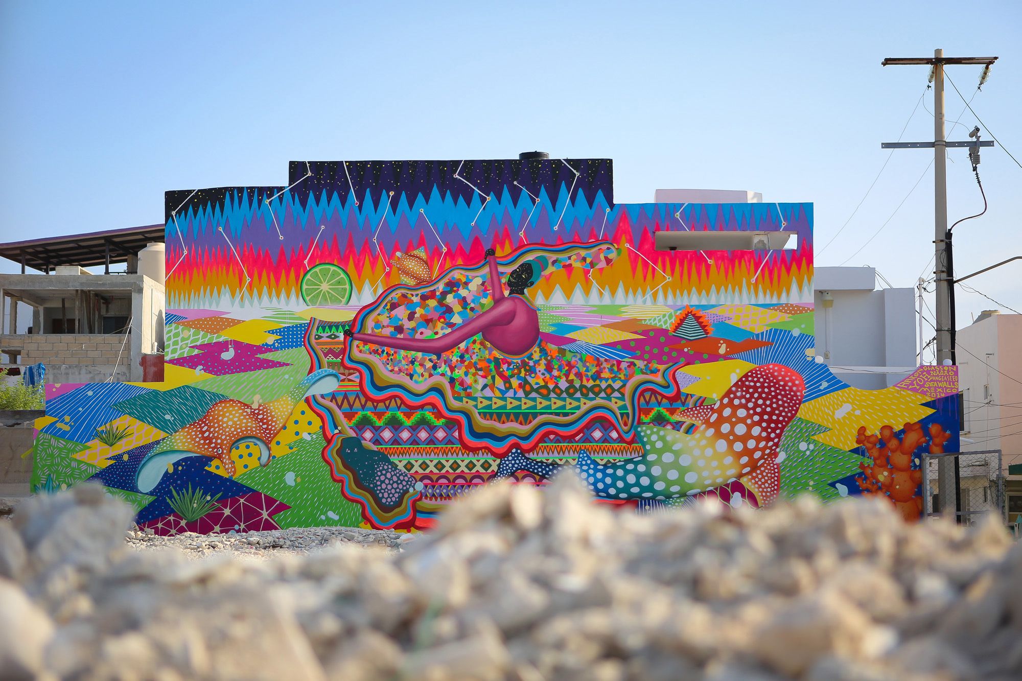 Margarita mural in Isla Mujeres, Mexico, by Yoh Nagao and Aaron Glasson