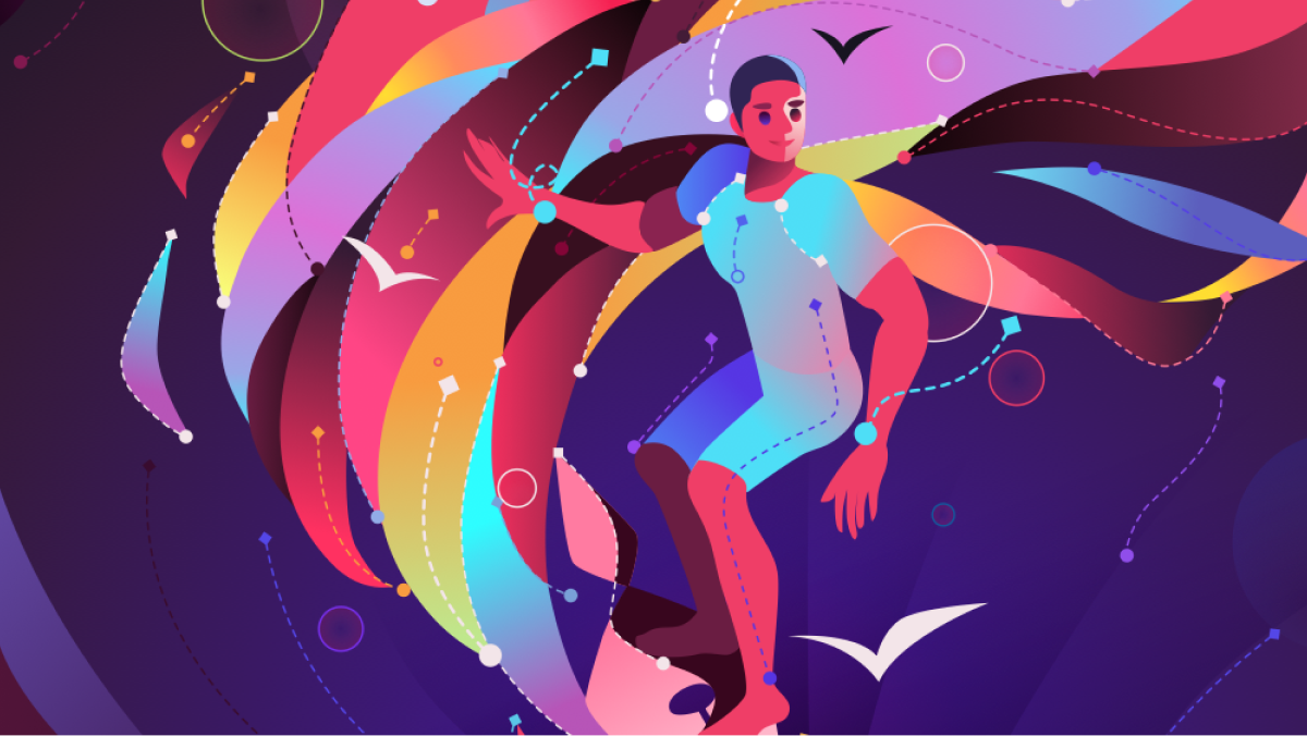 Colorful surfer illustration from artist Tanglong | Linearity