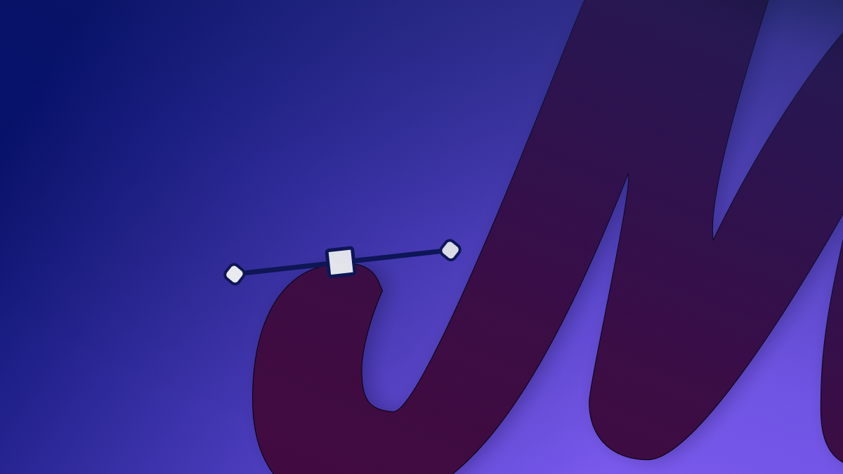 M letter on a purple background with Bézier curve